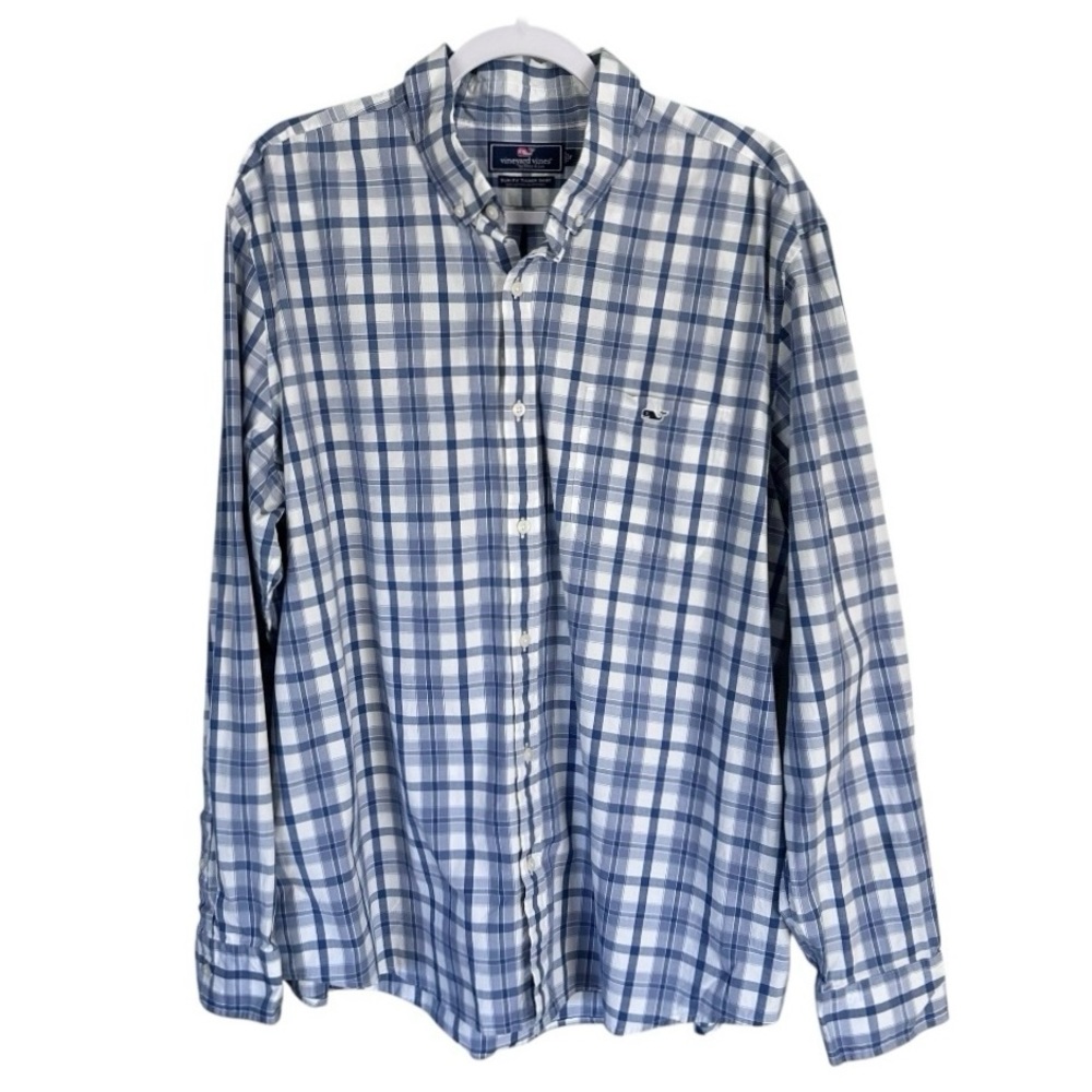 Vineyard Vines Men’s Slim Fit Tucker Shirt Blue Plaid Button Down Size XXL